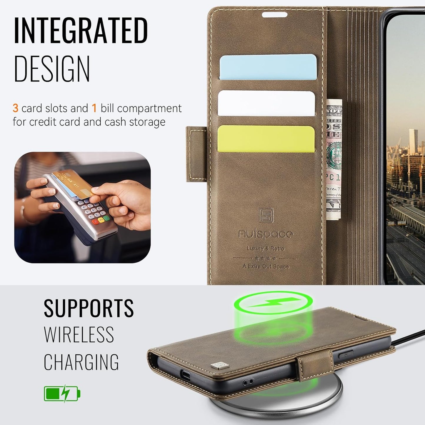 iTape Soft leather wallet case for Google Pixel 8a, RFID (anti-theft), wallet card slot flip cover stand for Google Pixel 8a Support wireless charging Blue