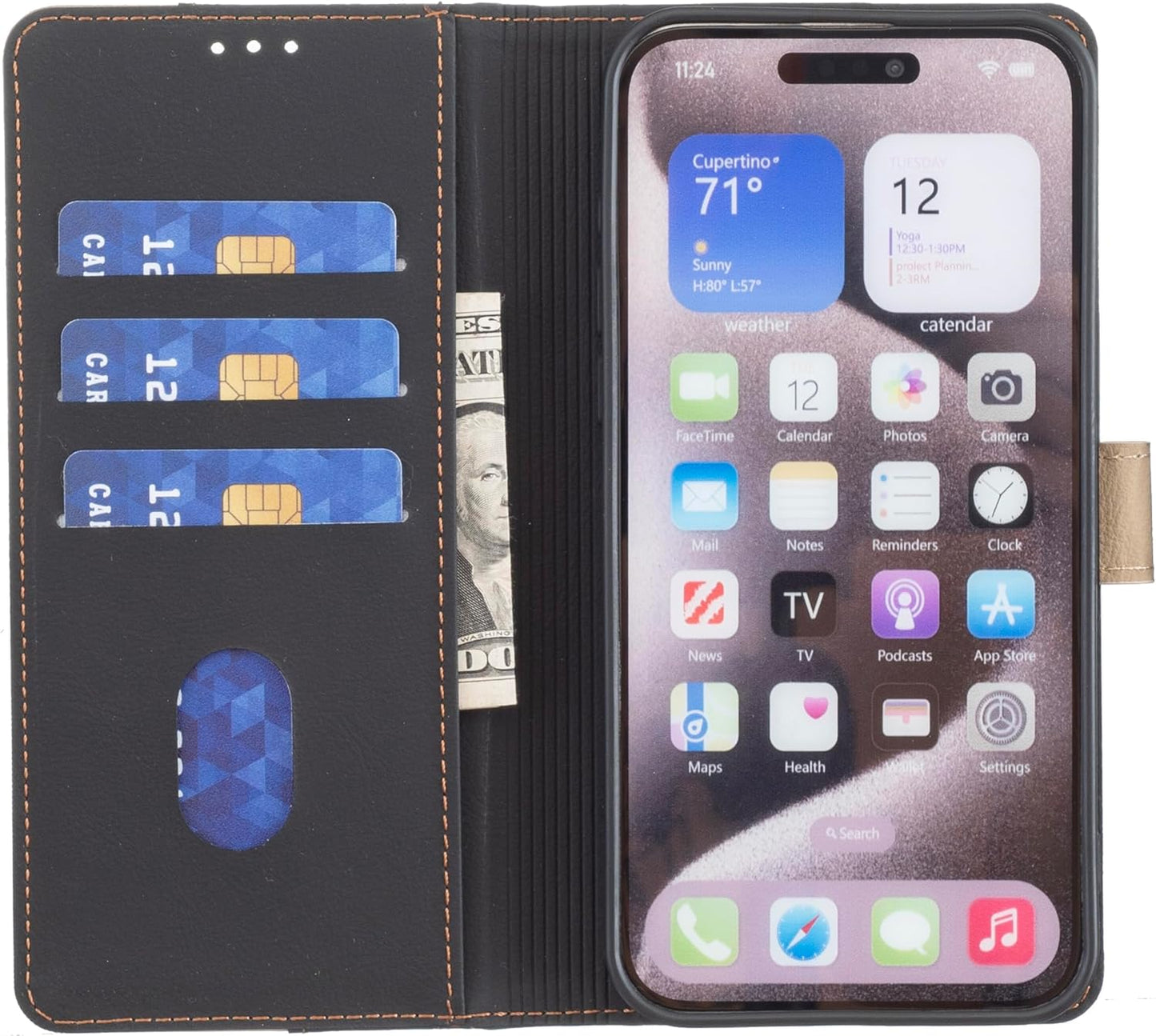 iTape Colorblock Wallet Phone Case for Samsung Galaxy S25 Edge, Wallet Phone Case (RFID Anti-theft Swipe) Flip Stand, Credit Card Slot Wallet Blue