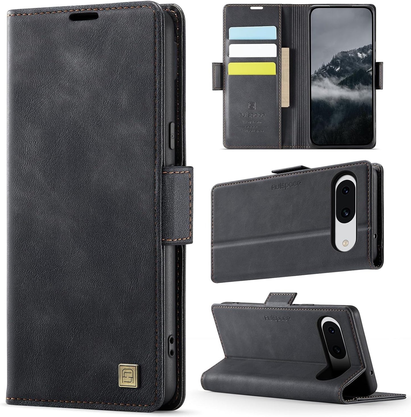 iTape Soft leather wallet case for Google Pixel 8a, RFID (anti-theft), wallet card slot flip cover stand for Google Pixel 8a Support wireless charging Blue