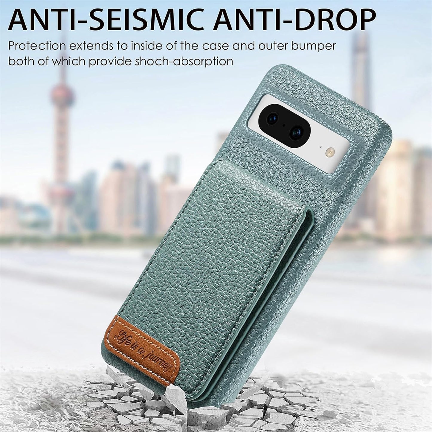 iTape 2 in 1 Wallet Phone Case for Google Pixel 8, Shockproof Ultra-thin Phone Case, RFID Anti-theft Wallet Blue