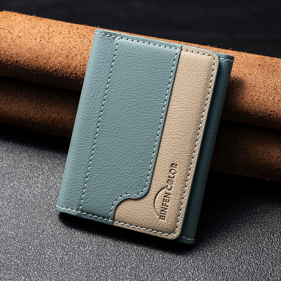 iTape Leather Magnetic Phone Wallet Compatible with Various Phone Models Android and iOS, Colorblock Horizontal Magnetic Card Holder Ultra-thin Wallet Card Holder Flip Stand Green