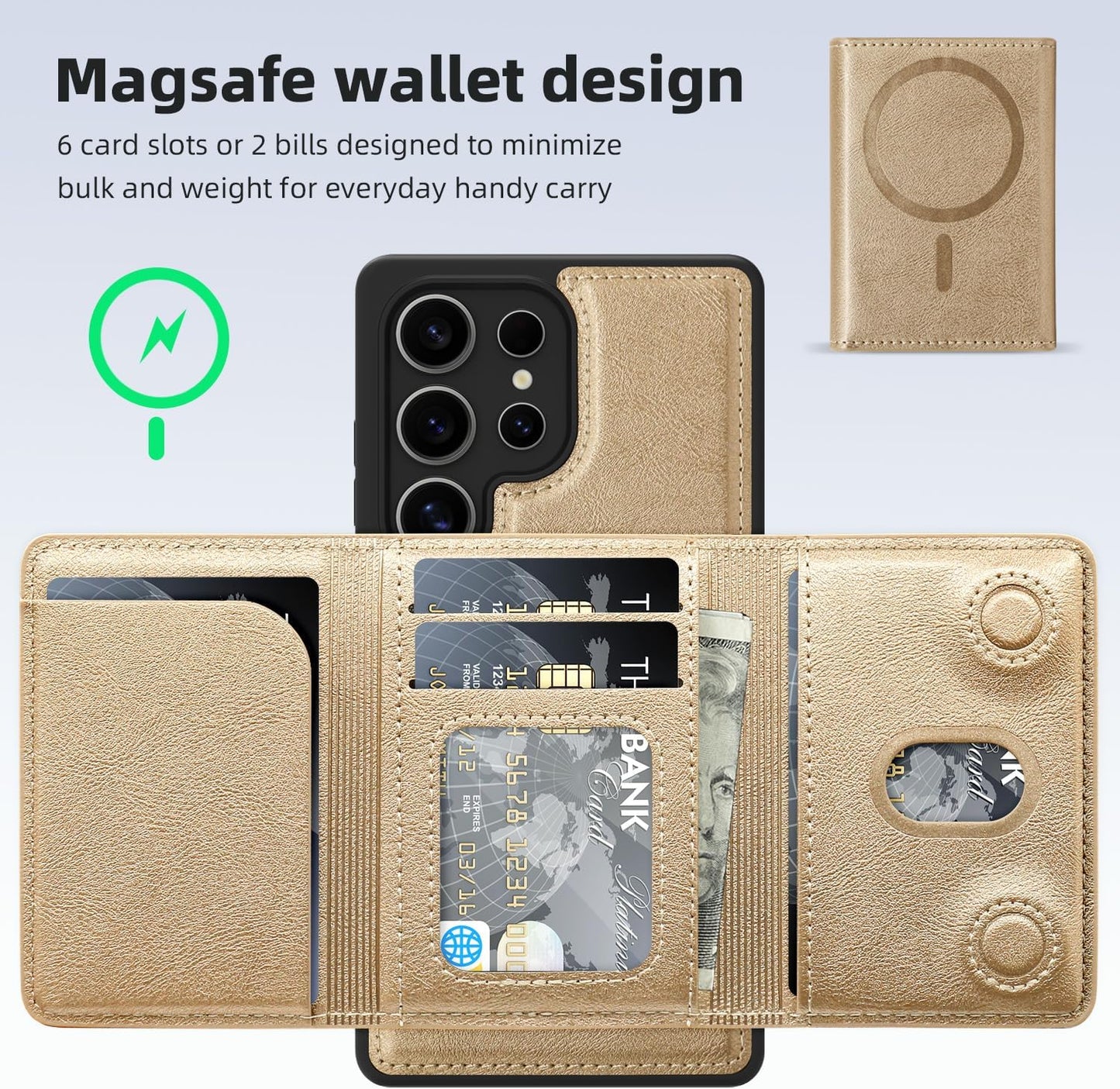 2 in 1 card holder phone case for Samsung Galaxy S25 Ultra, magnetic leather phone case magnetic car mount wireless charging, card holder holder Purple