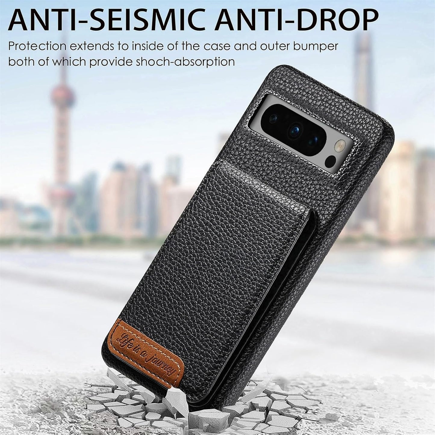 iTape 2 in 1 Wallet Phone Case for Google Pixel 8 Pro, Shockproof Ultra-thin Phone Case, RFID Anti-theft Wallet Blue