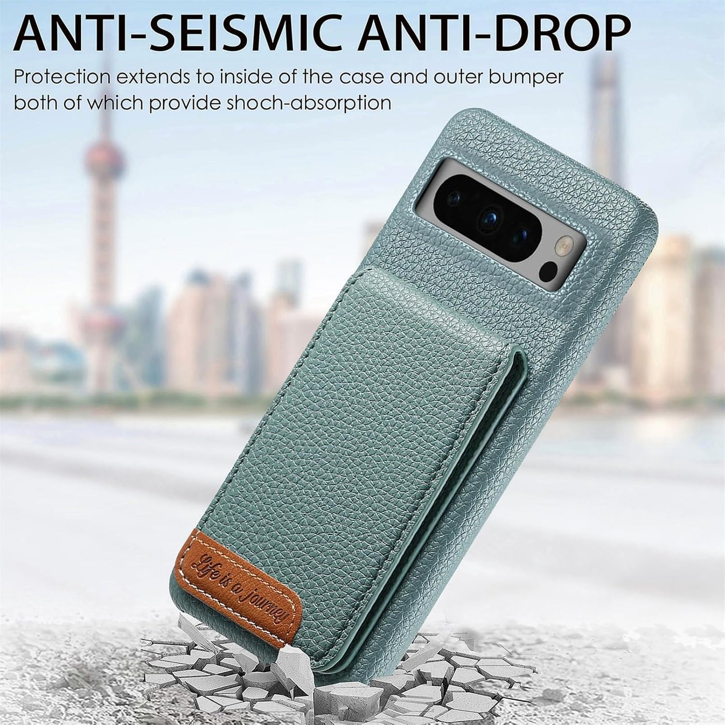 iTape 2 in 1 Wallet Phone Case for Google Pixel 8 Pro, Shockproof Ultra-thin Phone Case, RFID Anti-theft Wallet Blue