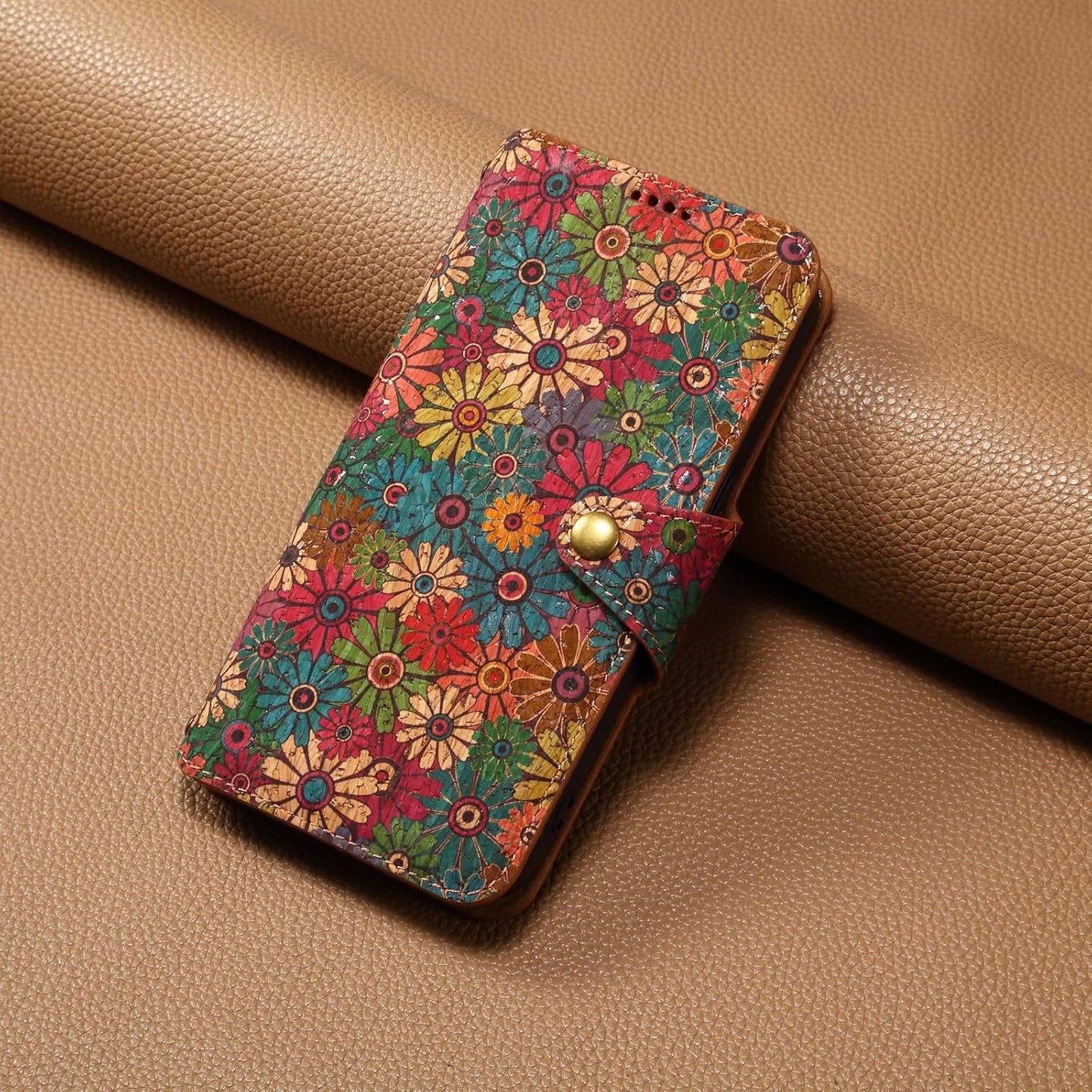 Retro Floral Pattern Phone Case for iPhone 16, Soft Touch Flip Stand Phone Case, Wallet Card Slot, Compatible with iPhone 16
