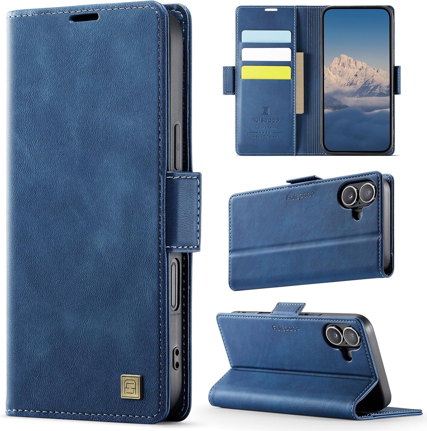 Soft leather wallet case for iPhone 16, RFID (anti-theft), wallet card slot flip cover stand for iPhone 16 Support wireless charging Rose Gold