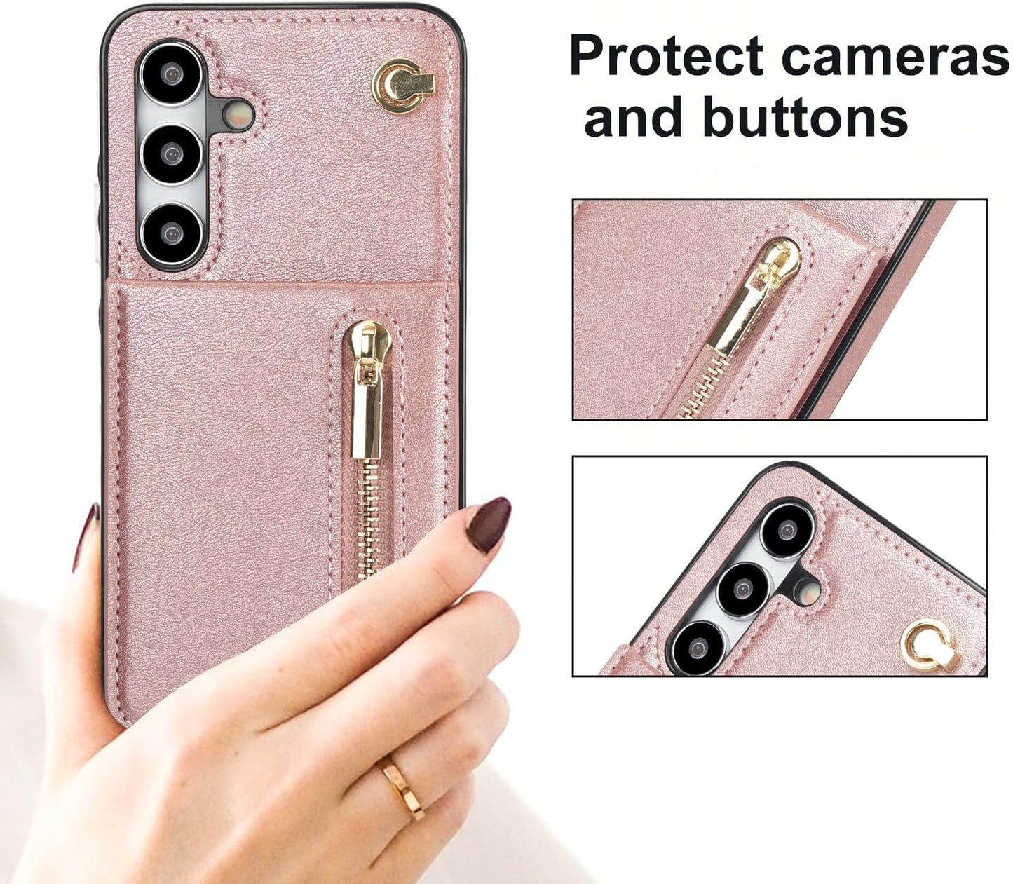 iTape Samsung Galaxy S24 plus Case Wallet, Zipper Coin Pouch, Credit Card Slot Holder, Wrist Strap, Samsung Galaxy S24 plus Case Adjustable Crossbody Lanyard [RFID Blocked] Purple