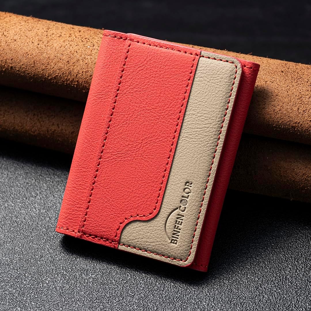 iTape Leather Magnetic Phone Wallet Compatible with Various Phone Models Android and iOS, Colorblock Horizontal Magnetic Card Holder Ultra-thin Wallet Card Holder Flip Stand Green