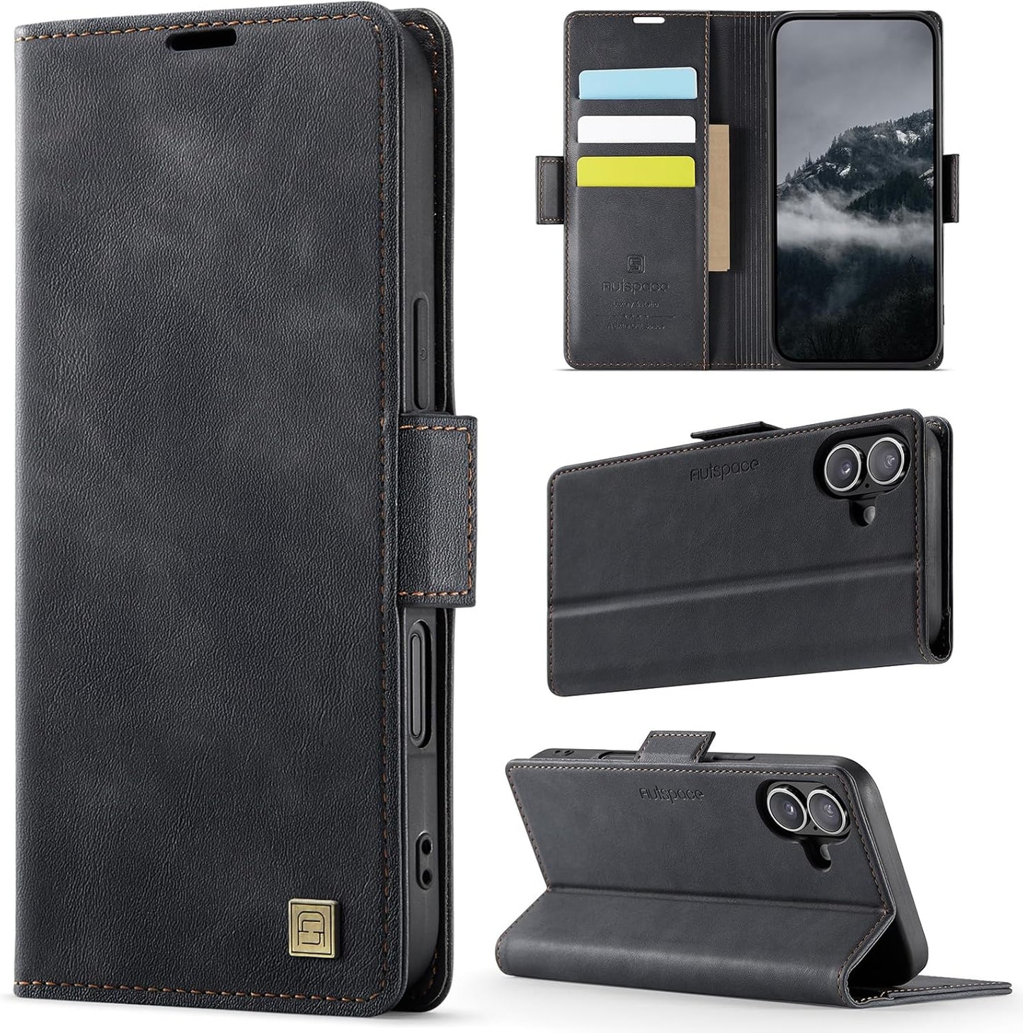 Soft leather wallet case for iPhone 16, RFID (anti-theft), wallet card slot flip cover stand for iPhone 16 Support wireless charging Rose Gold