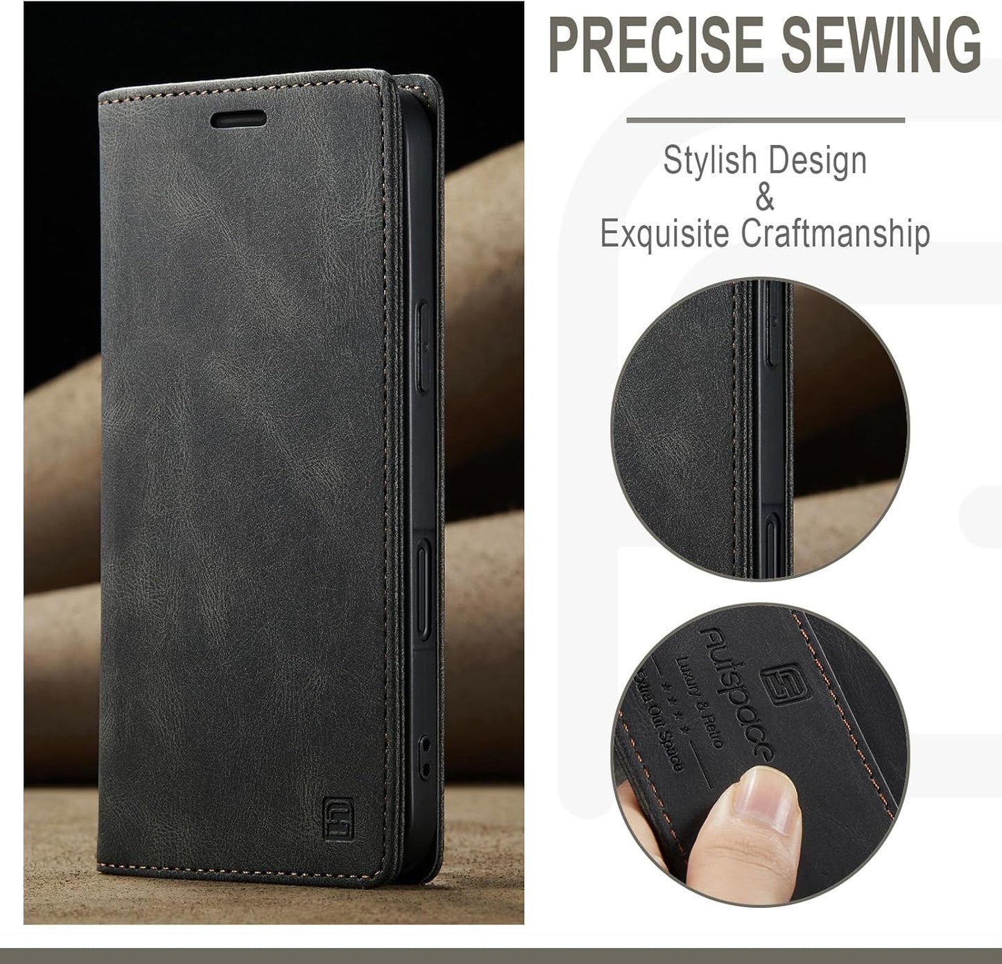 Retro frosted soft leather mobile phone case for iPhone 16, RFID (anti-theft swipe), wallet card slot flip cover stand, Red