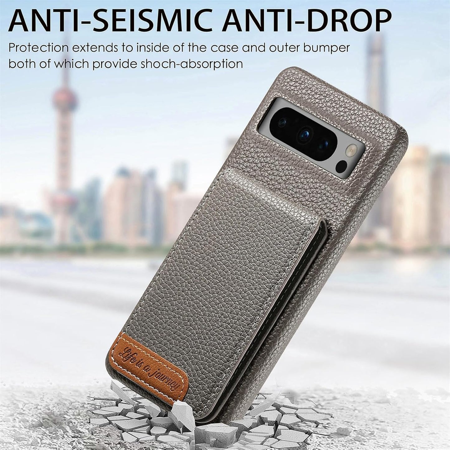 iTape 2 in 1 Wallet Phone Case for Google Pixel 8 Pro, Shockproof Ultra-thin Phone Case, RFID Anti-theft Wallet Blue