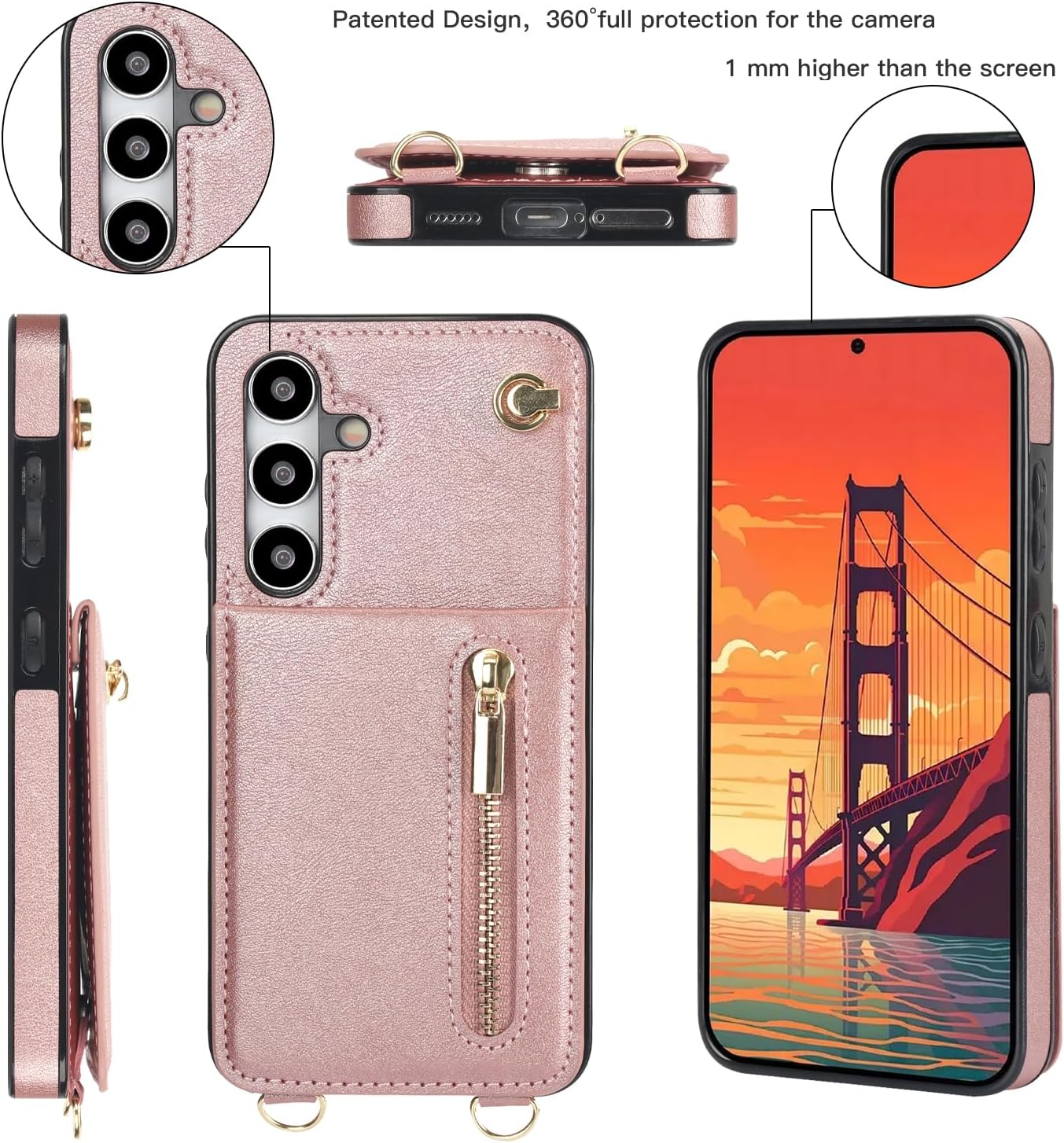 iTape Samsung Galaxy S24 plus Case Wallet, Zipper Coin Pouch, Credit Card Slot Holder, Wrist Strap, Samsung Galaxy S24 plus Case Adjustable Crossbody Lanyard [RFID Blocked] Purple