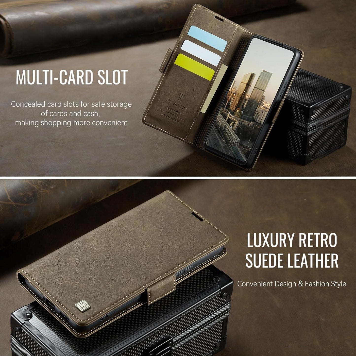 iTape Soft leather wallet case for Samsung Galaxy A35, RFID (anti-theft), wallet card slot flip cover stand for Samsung Galaxy A35 Support wireless charging Black