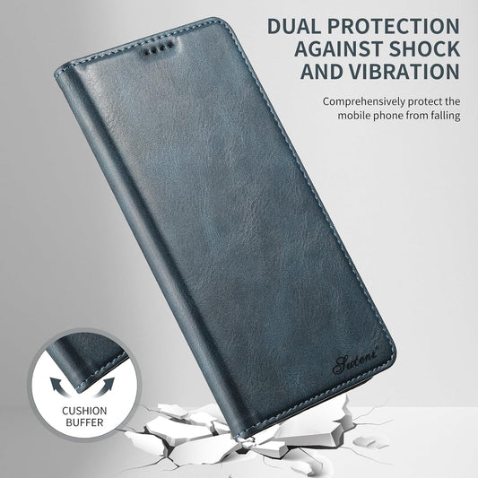 Wallet case for iPhone 14 Pro max, magnetic closure leather case, leather flip folio case holds up shockproof phone case Blue