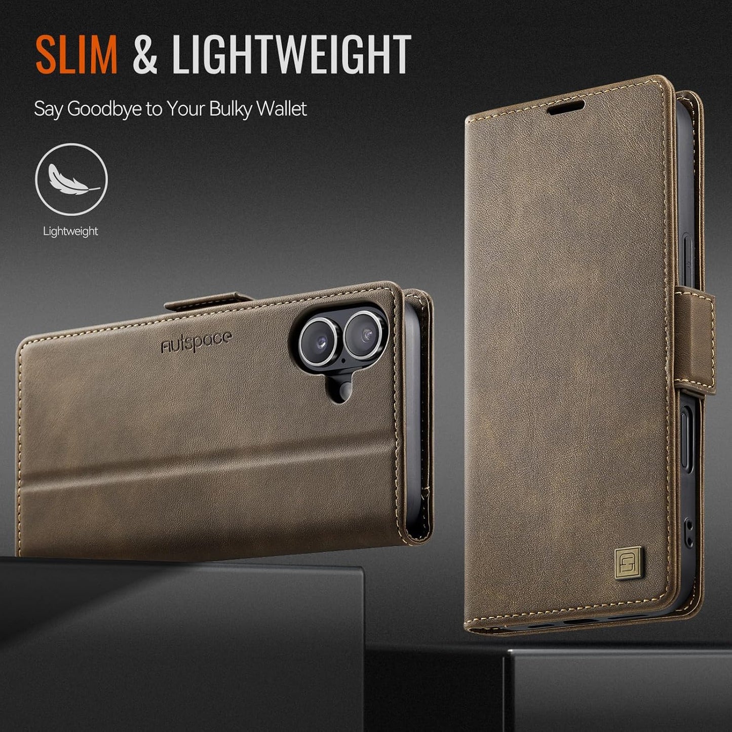 Soft leather wallet case for iPhone 16, RFID (anti-theft), wallet card slot flip cover stand for iPhone 16 Support wireless charging Rose Gold