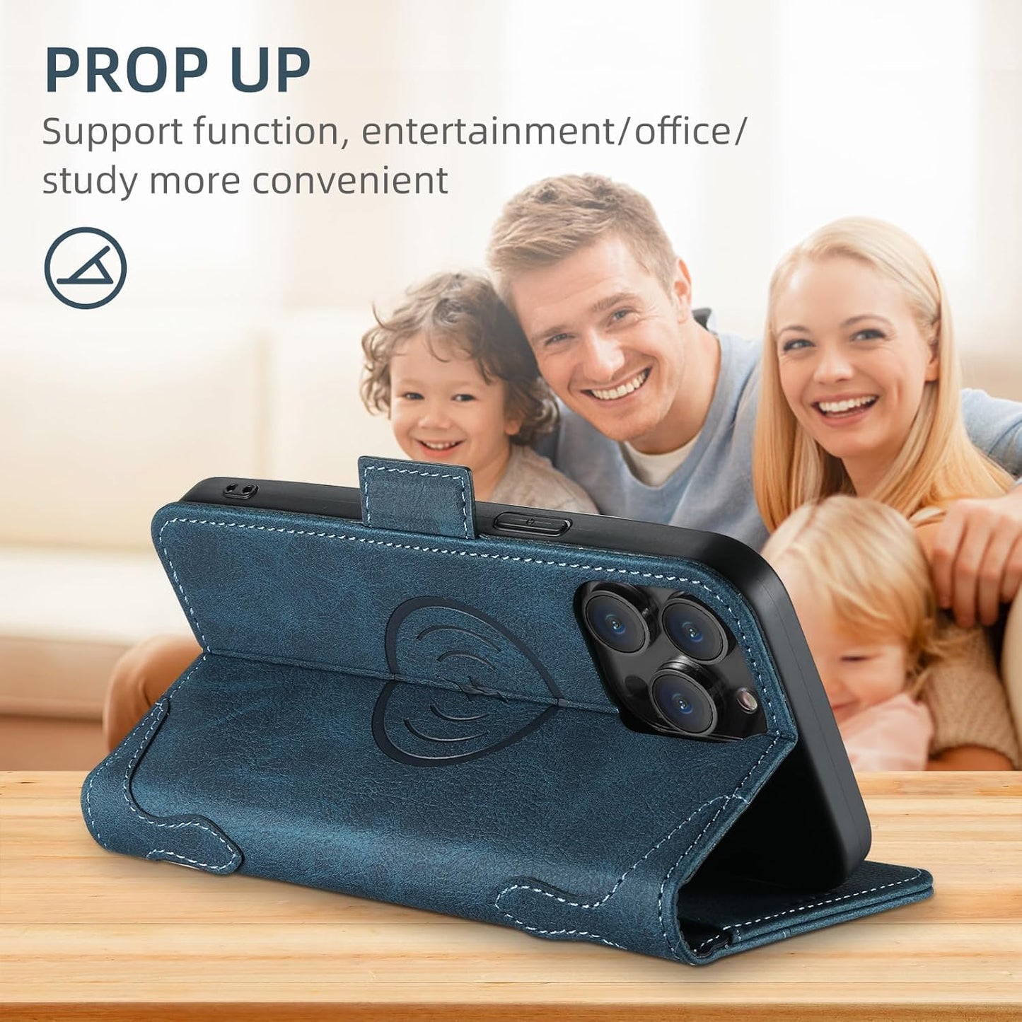 Wallet Case for iPhone 13 Pro Magsafe Charger Compatible, Magnetic Buckle Leather Case, Card Slot Stand Shock Cover Black