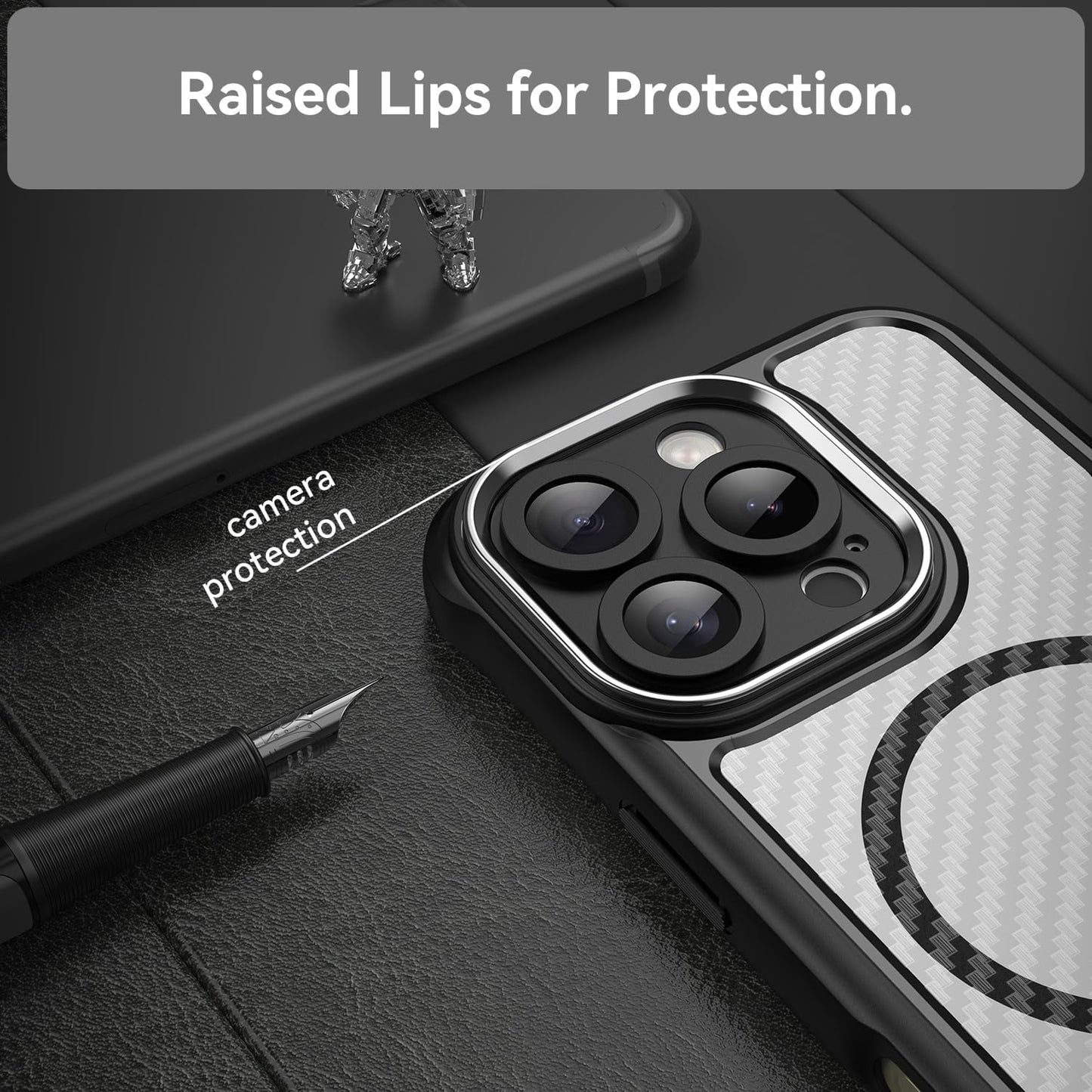 Magnetic carbon fibre case for iPhone 16 Pro, support wireless charging, carbon fibre shockproof slim case Purple