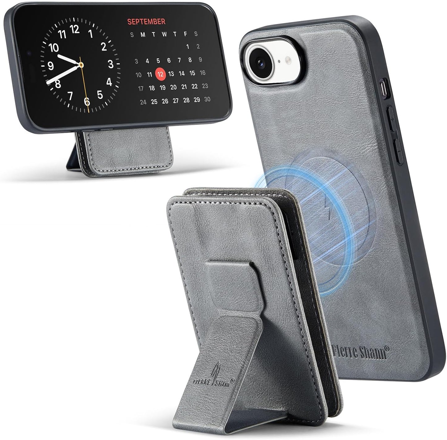 Magnetic Leather Phone Case for iPhone 16E, （RFID） Card Slot Wallet Flip Folding Stand, Wireless Charging Phone Case for iPhone 16E（RFID） Green