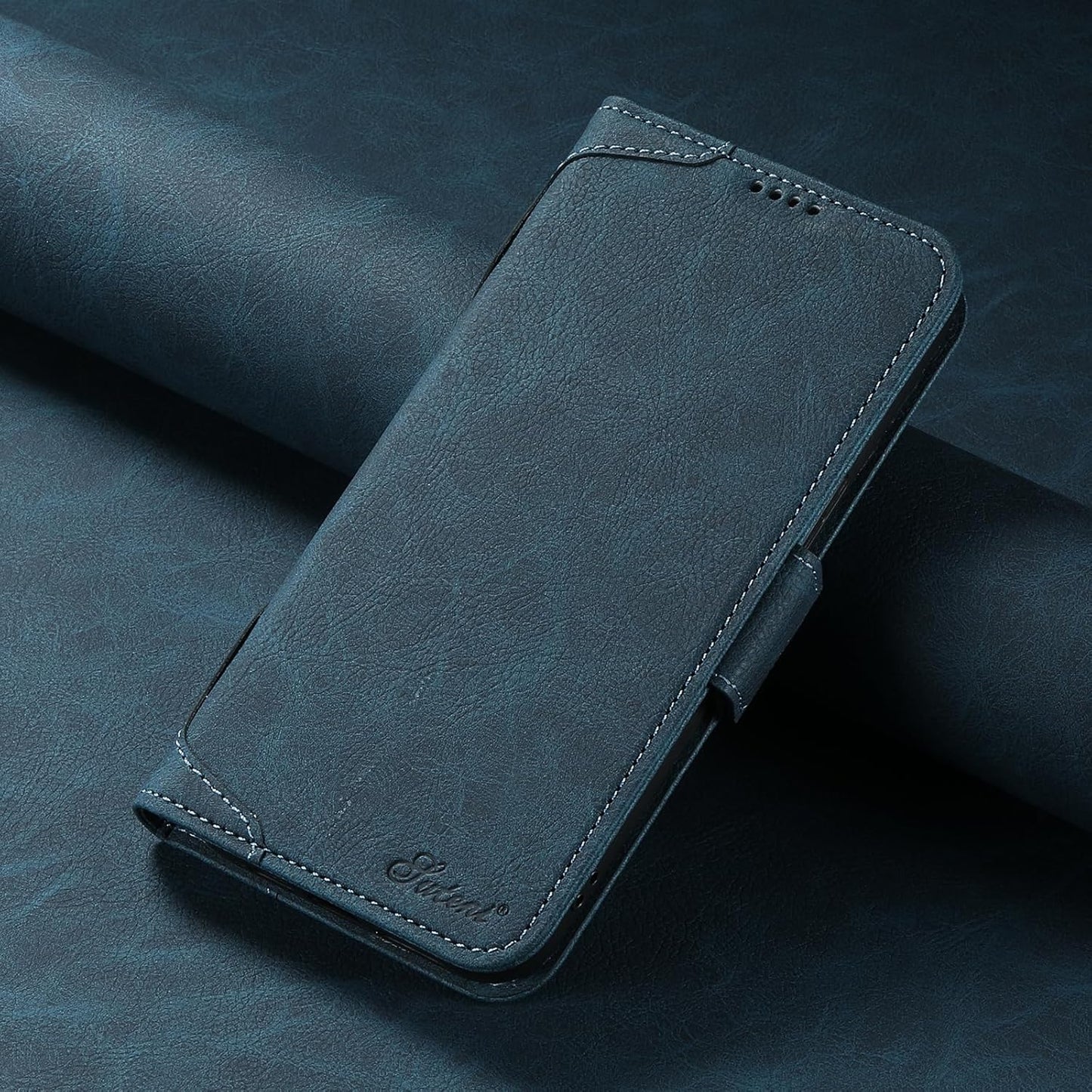 Wallet Case for iPhone 13 Pro Magsafe Charger Compatible, Magnetic Buckle Leather Case, Card Slot Stand Shock Cover Black