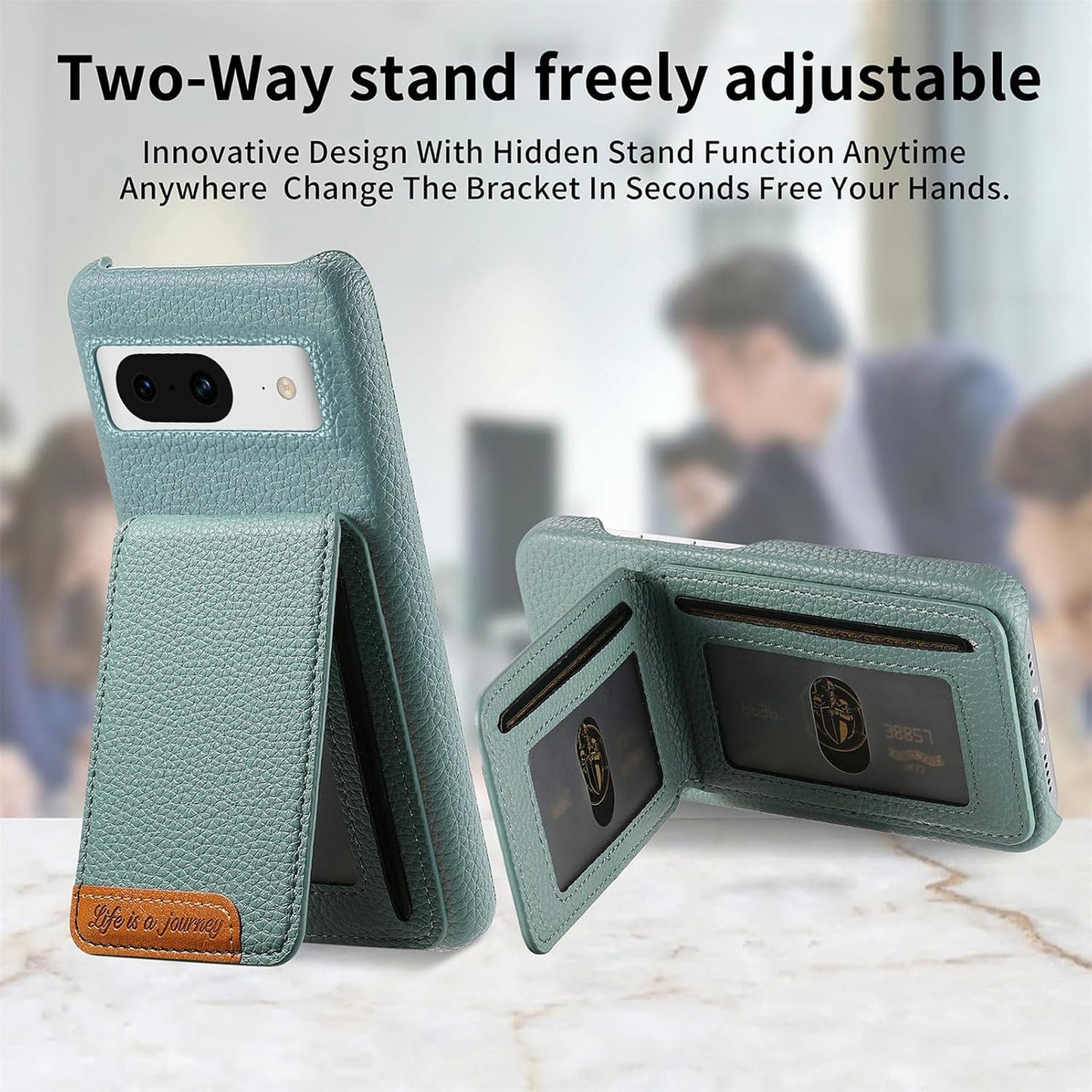 iTape 2 in 1 Wallet Phone Case for Google Pixel 8, Shockproof Ultra-thin Phone Case, RFID Anti-theft Wallet Blue