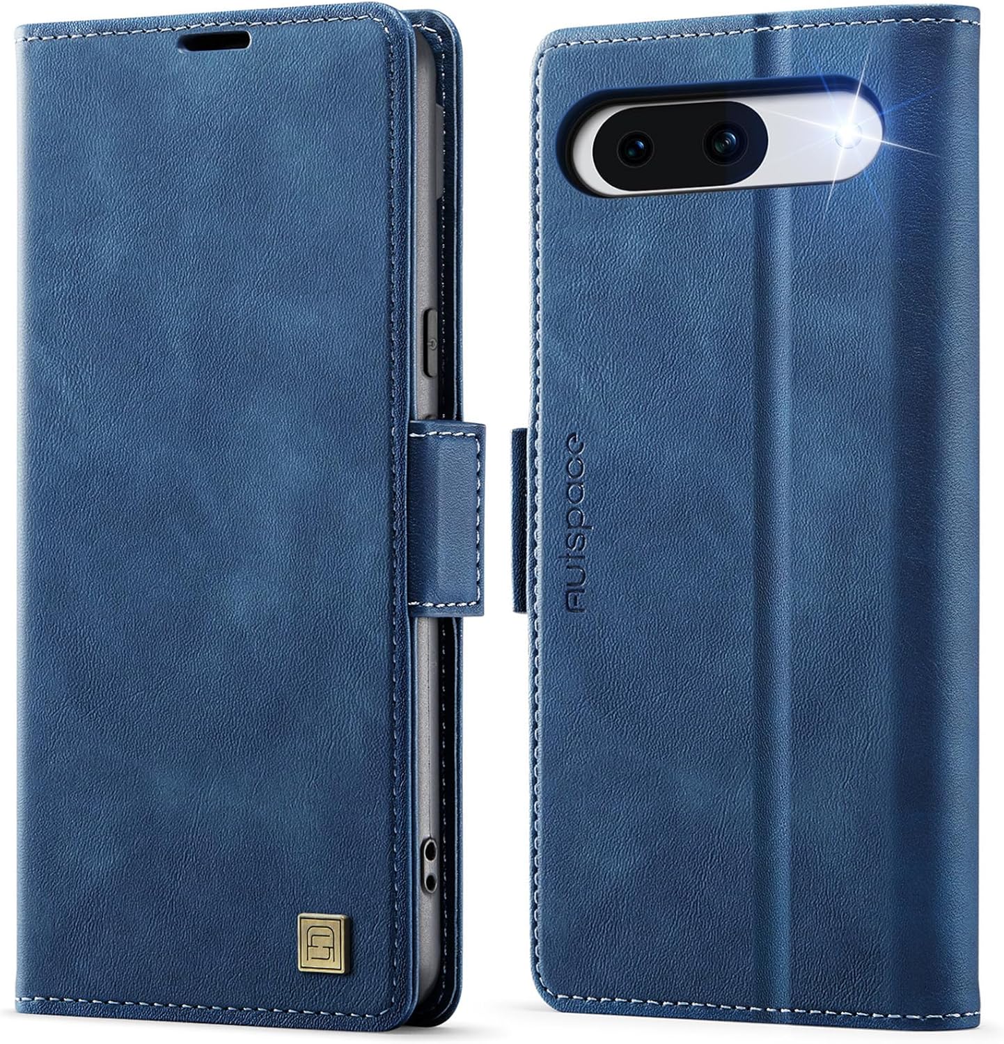 iTape Soft leather wallet case for Google Pixel 8a, RFID (anti-theft), wallet card slot flip cover stand for Google Pixel 8a Support wireless charging Blue