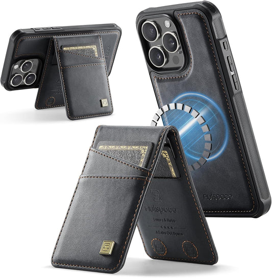 Up and down card holder mobile phone case suitable for iPhone 14 Pro max, RFID (anti-theft), supports car magnetic suction function, card slot wallet holder Black