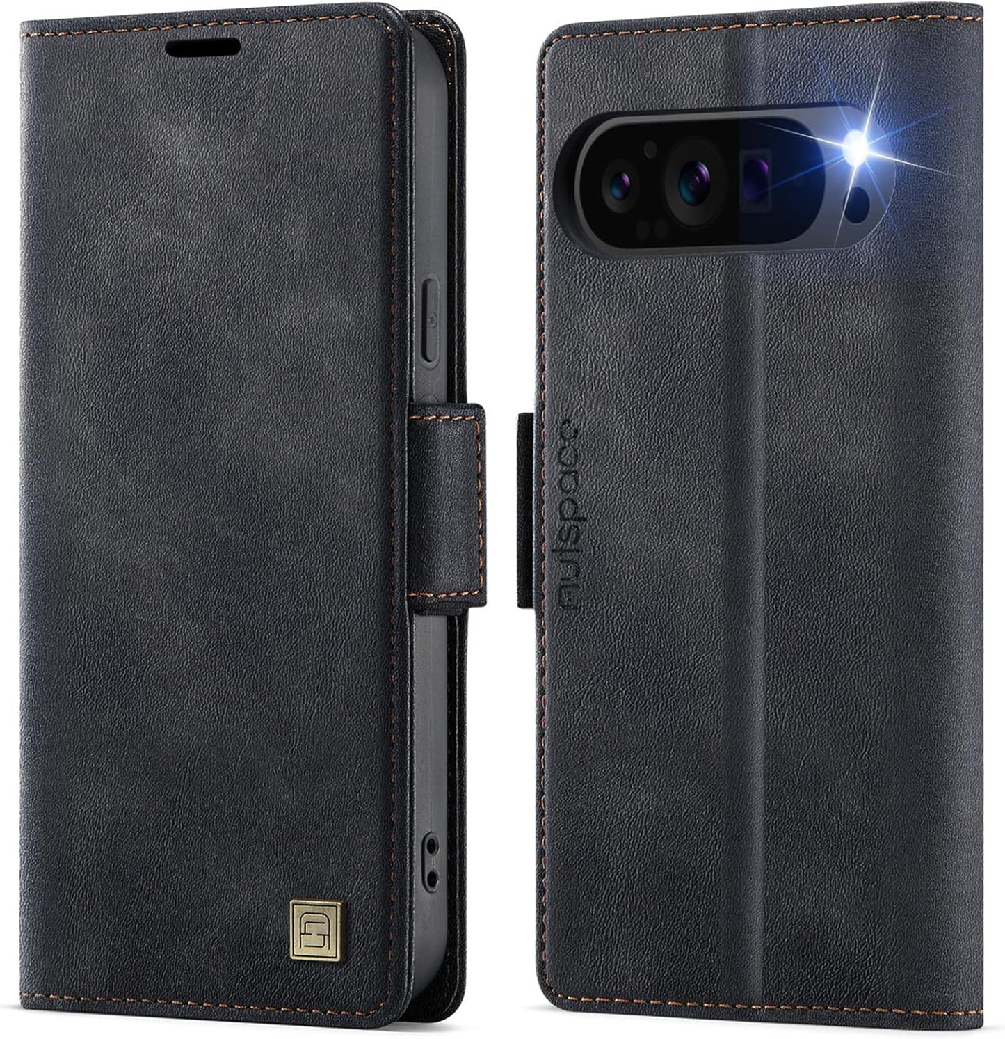 iTape Soft leather wallet case for Google Pixel 9Pro XL, RFID (anti-theft), wallet card slot flip cover stand for Google Pixel 9Pro XL Support wireless charging Brown