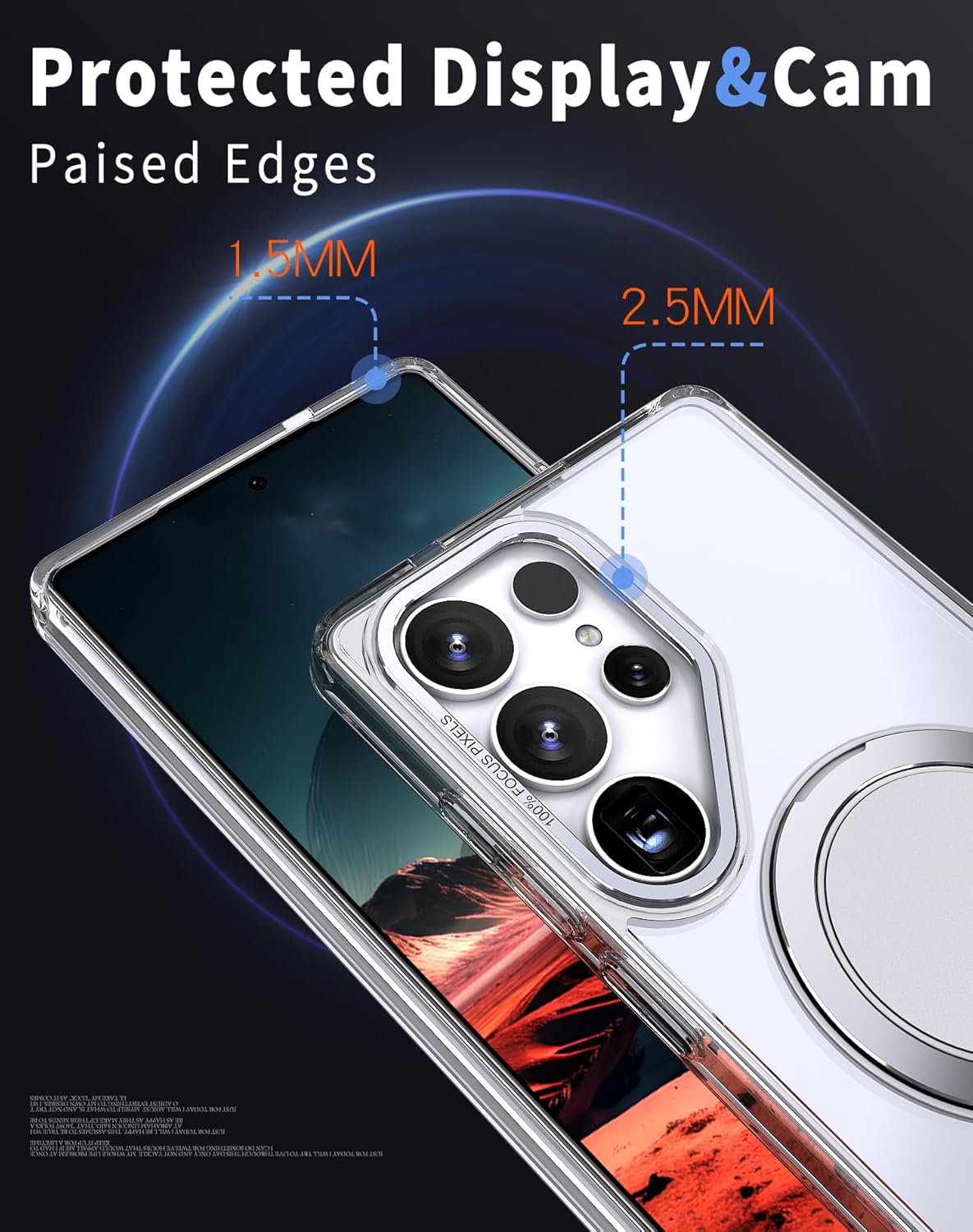 iTape Magnetic phone case for Samsung Galaxy S25 Ultra, mechanical gear 360° rotating bracket supports wireless charging, shockproof ultra-thin shell Gray