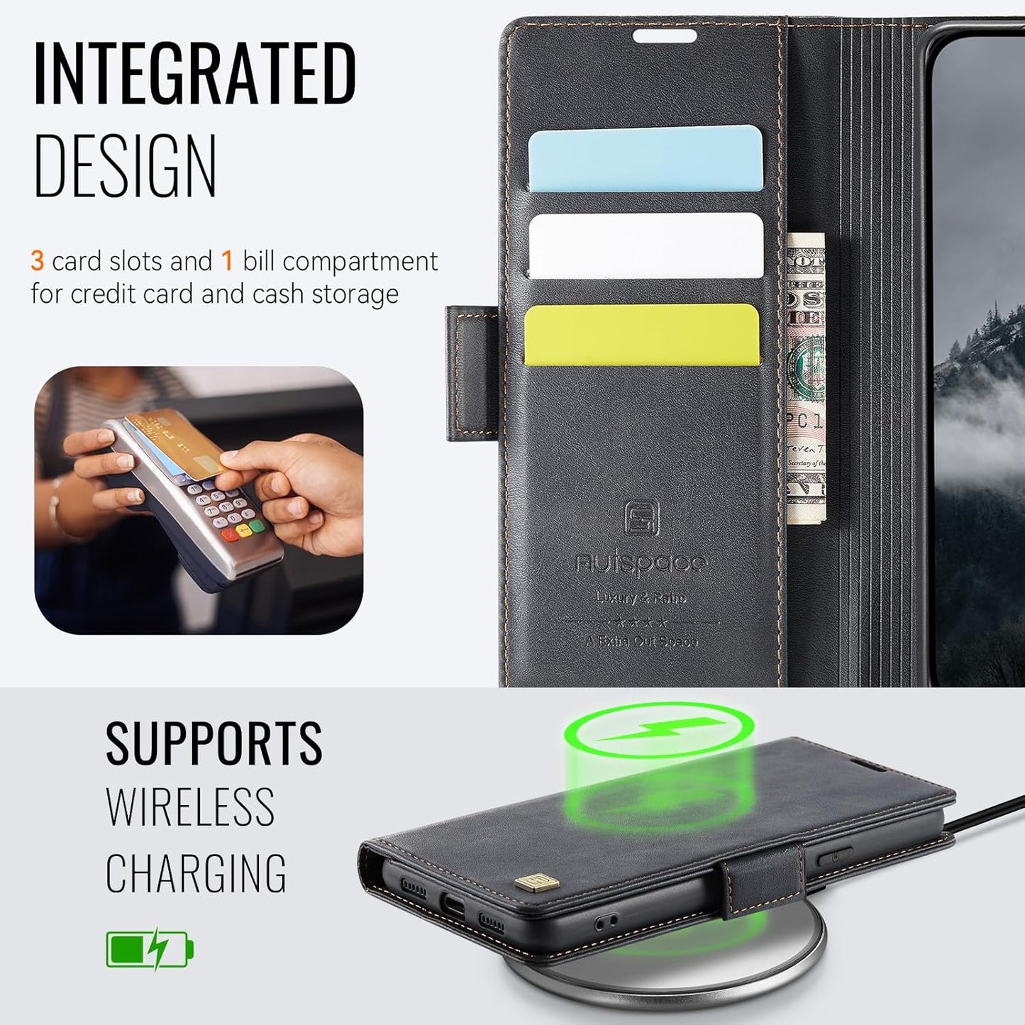 iTape Soft leather wallet case for Google Pixel 8a, RFID (anti-theft), wallet card slot flip cover stand for Google Pixel 8a Support wireless charging Blue