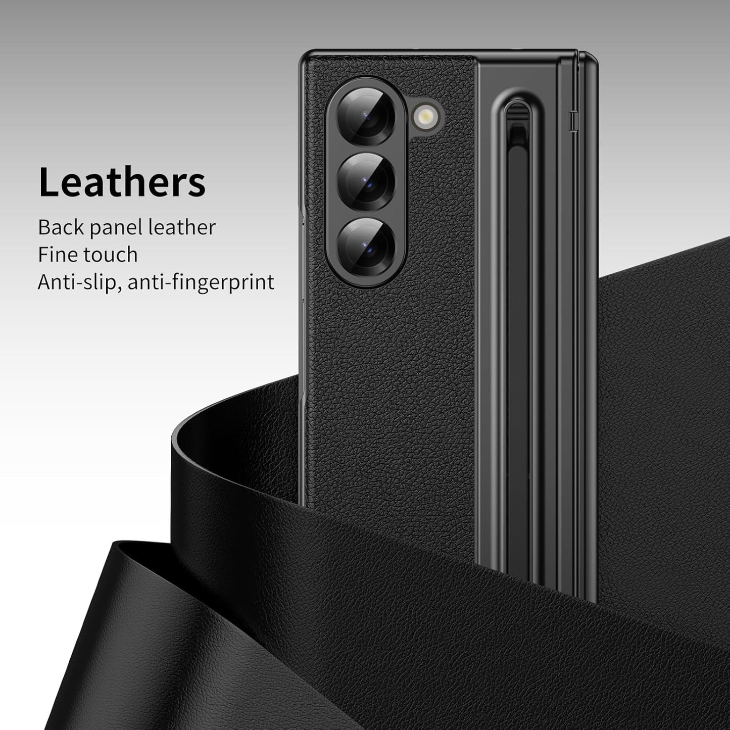 Lightweight phone case for Samsung Galaxy Z Fold6, hinged case supports wireless charging with lens protection, screen protector, complimentary stylus, drop-proof and fingerprint resistant
