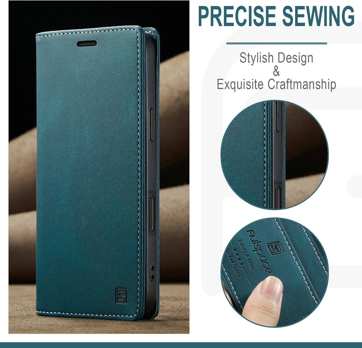 Retro frosted soft leather mobile phone case for iPhone 16, RFID (anti-theft swipe), wallet card slot flip cover stand, Red