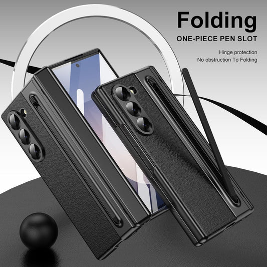 Lightweight phone case for Samsung Galaxy Z Fold6, hinged case supports wireless charging with lens protection, screen protector, complimentary stylus, drop-proof and fingerprint resistant