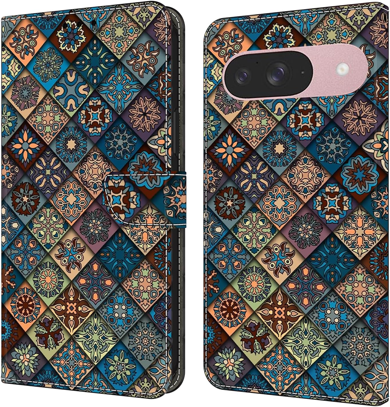iTape Graffiti wallet phone case for Google Pixel 9, shockproof phone case, card slot wallet, flip stand phone case