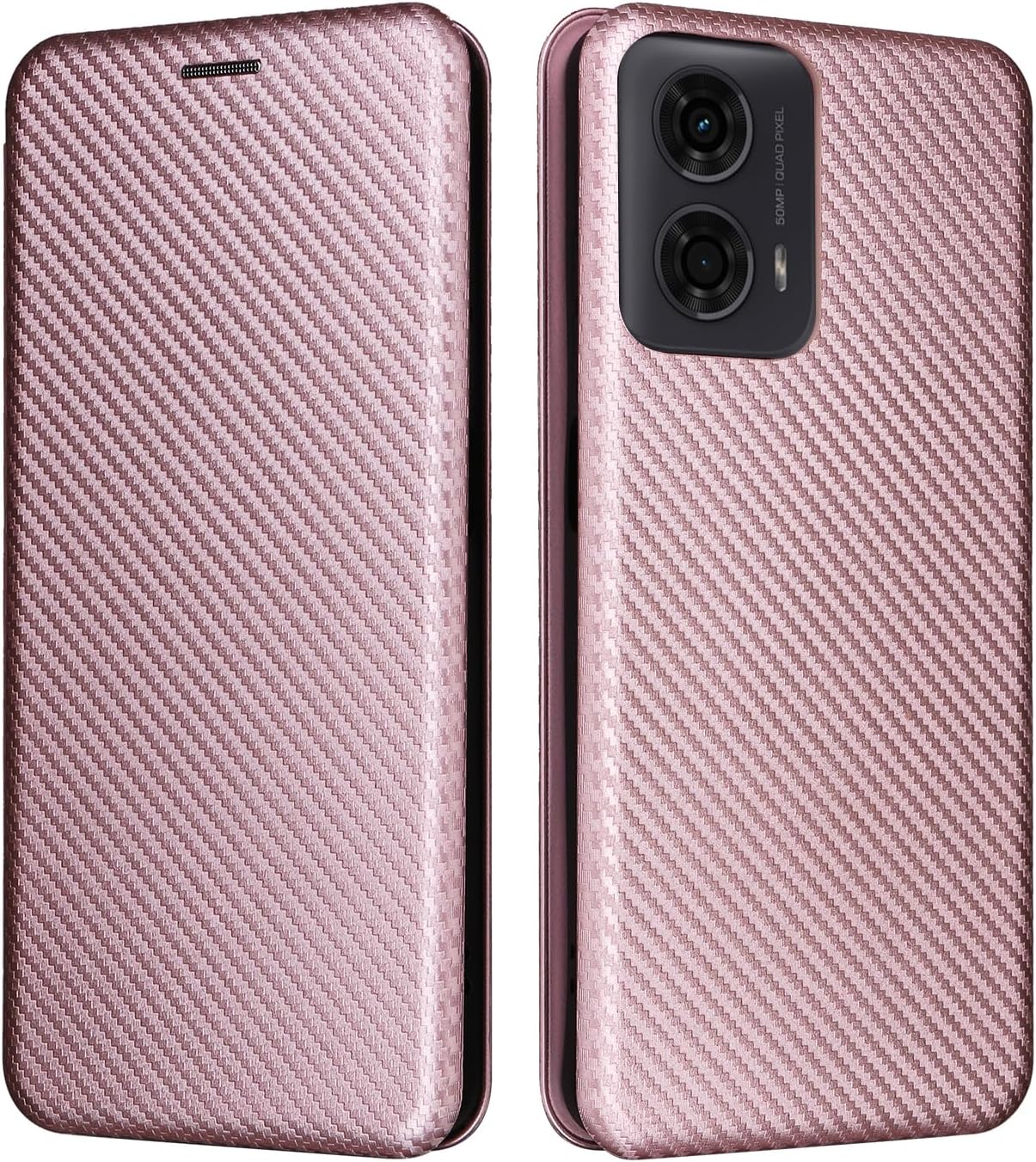 iTape Carbon fiber phone case for Motorola Moto G 04. Magnetic flip phone case, credit card slot, wallet case, shockproof and drop-proof Green