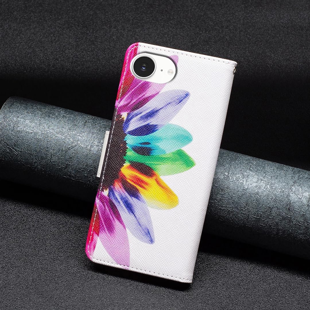 Painted phone case for iPhone 16E, magnetic closure wallet case, multiple card slots, wallet, flip cover, shockproof protection