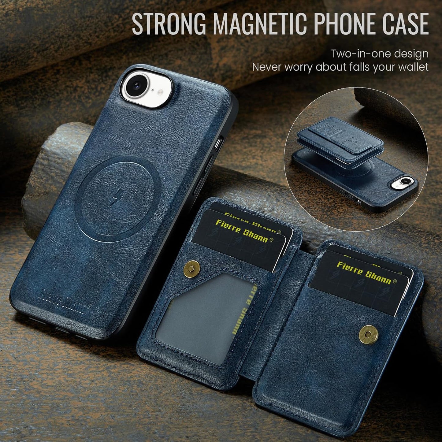 Magnetic Leather Phone Case for iPhone 16E, （RFID） Card Slot Wallet Flip Folding Stand, Wireless Charging Phone Case for iPhone 16E（RFID） Green