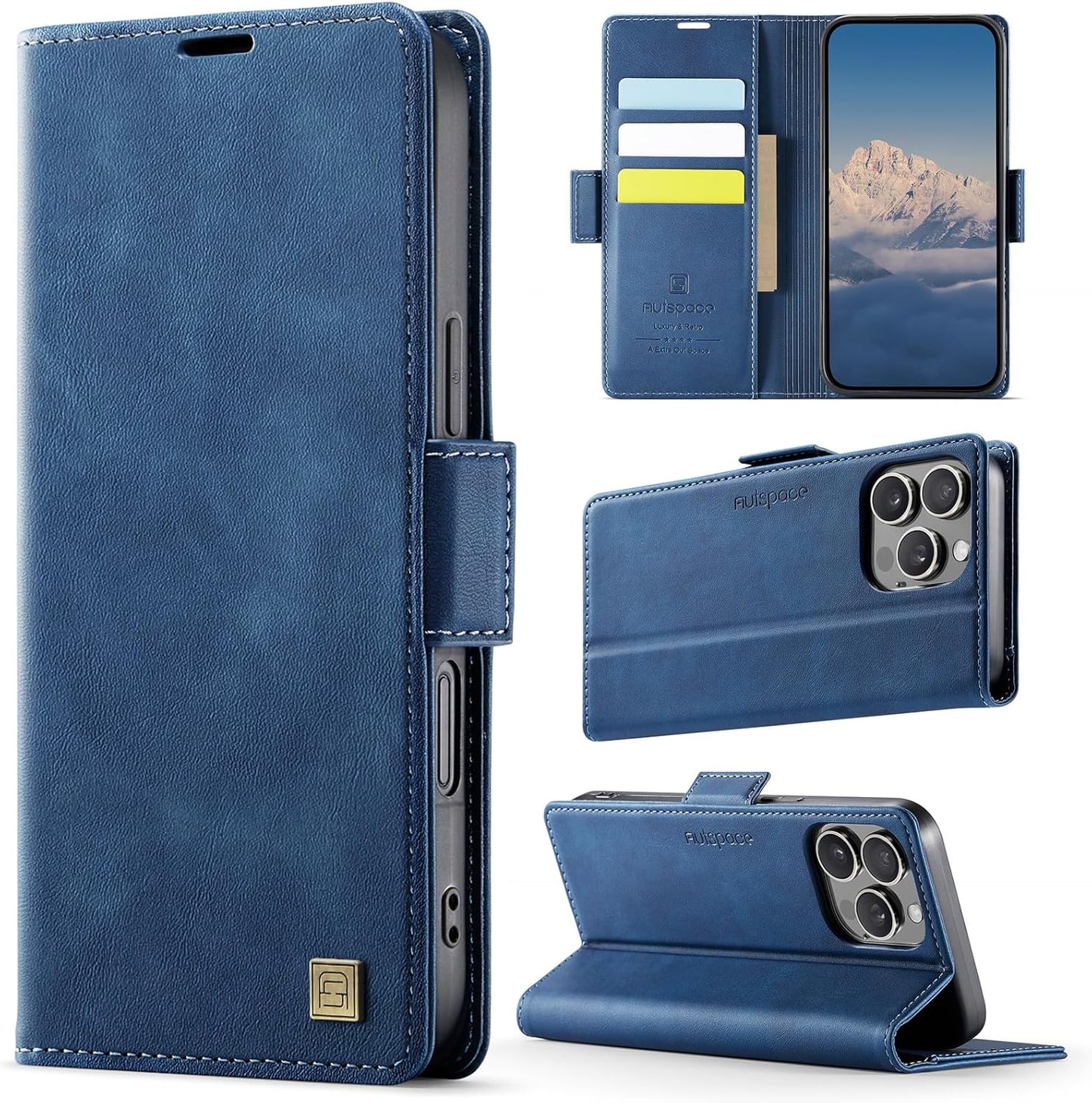 Soft leather wallet case for iPhone 16 Pro max, RFID (anti-theft), wallet card slot flip cover stand for iPhone 16 Pro max Support wireless charging Brown
