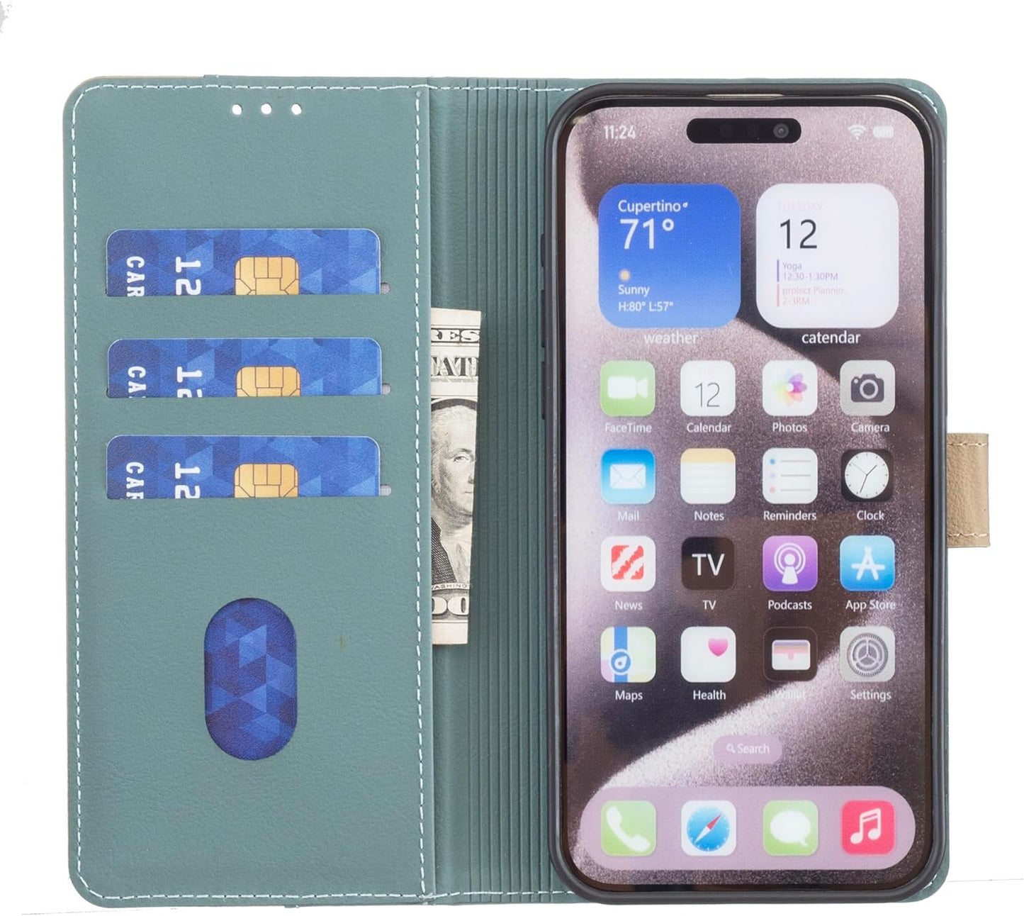 iTape Colorblock Wallet Phone Case for Samsung Galaxy S25 Edge, Wallet Phone Case (RFID Anti-theft Swipe) Flip Stand, Credit Card Slot Wallet Blue
