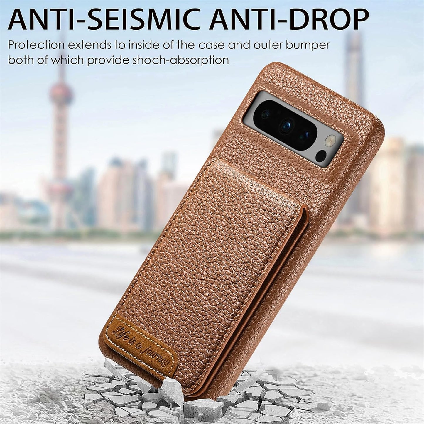 iTape 2 in 1 Wallet Phone Case for Google Pixel 8 Pro, Shockproof Ultra-thin Phone Case, RFID Anti-theft Wallet Blue
