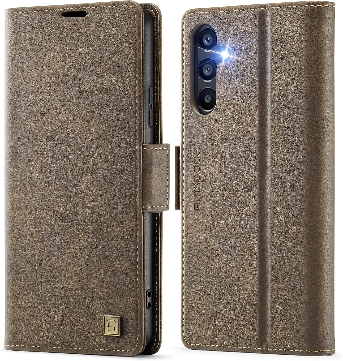iTape Soft leather wallet case for Samsung Galaxy A35, RFID (anti-theft), wallet card slot flip cover stand for Samsung Galaxy A35 Support wireless charging Black